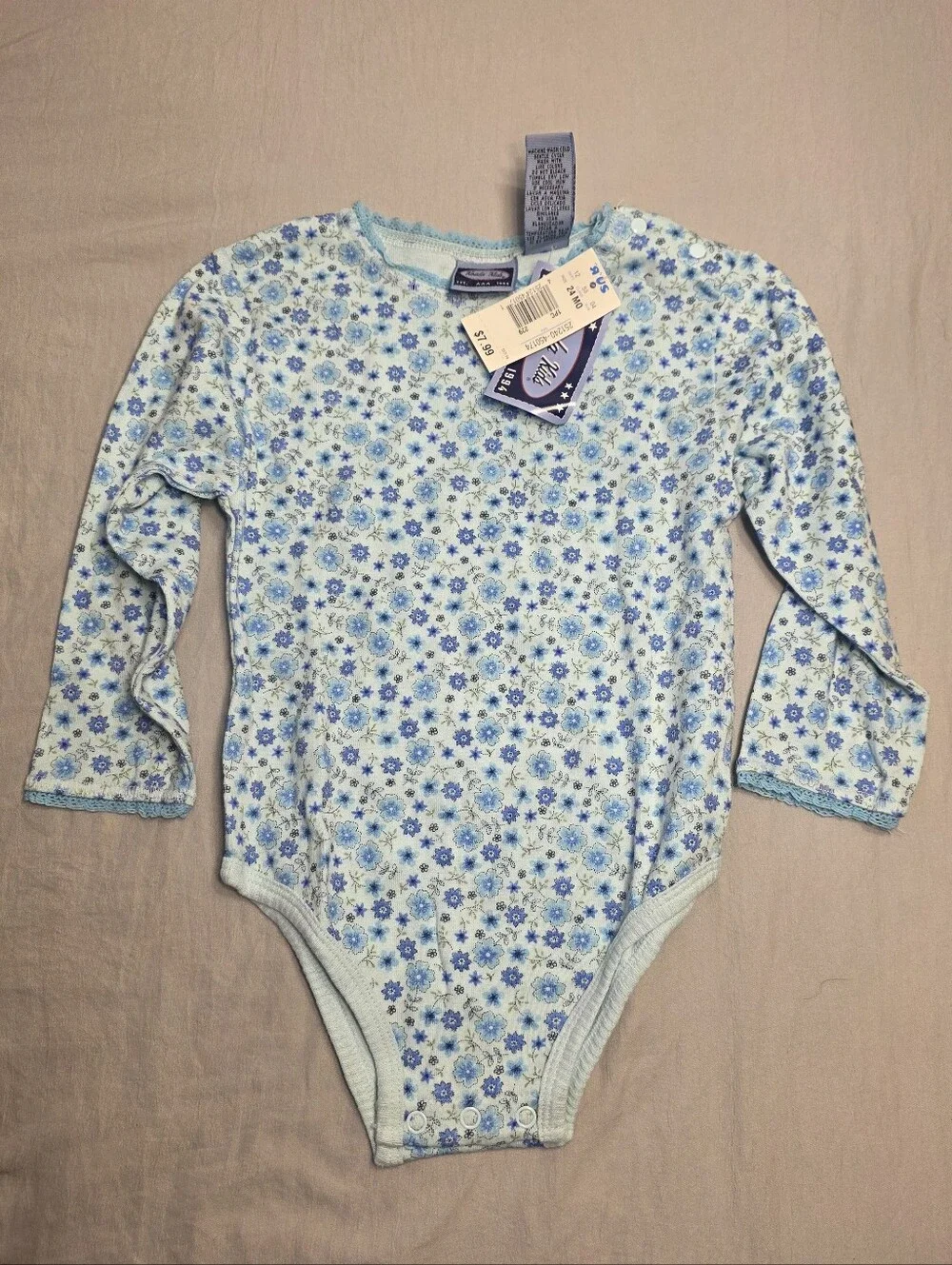 NWT Vintage Floral Blue Baby One-Piece